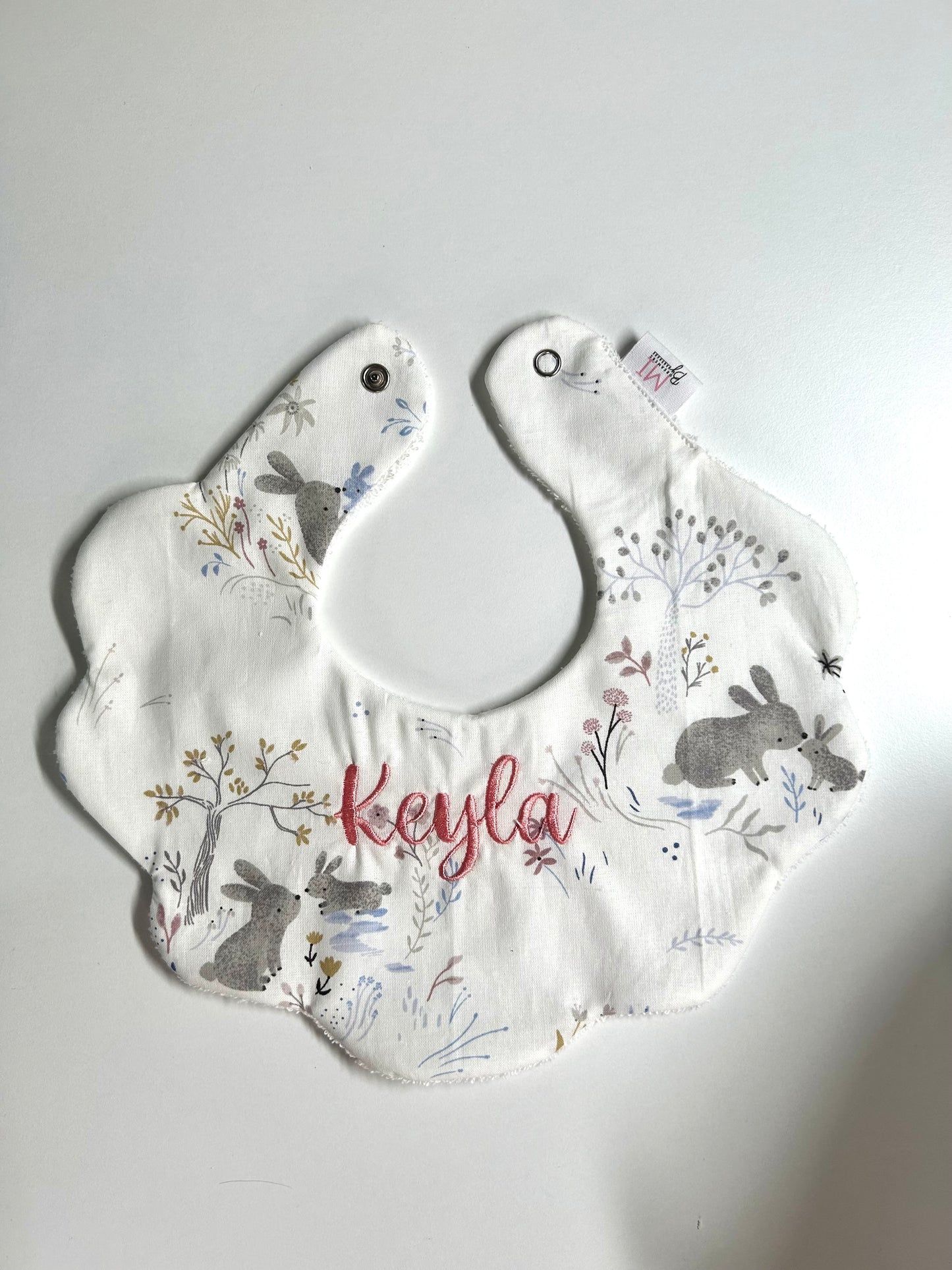 Baby Bib with Snap & Custom Embroidery
